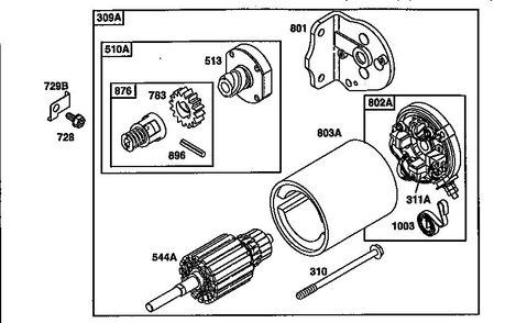 Starter Assembly-A Diagram and Parts List for 287700  Briggs and Stratton Engine